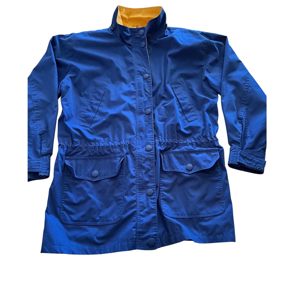 Cabin Creek Womens Royal Blue Utility Jacket Yellow Lining Snap Front Size M